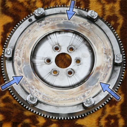 Steel flywheel after thermal overload 1 (front side)